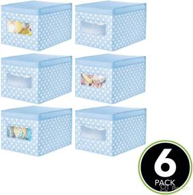 img 3 attached to 🔵 mDesign Soft Stackable Fabric Closet Storage Organizer Holder Box (6 Pack) - Light Blue with White Dots for Child/Kids Room, Nursery, Playroom