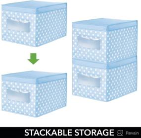 img 1 attached to 🔵 mDesign Soft Stackable Fabric Closet Storage Organizer Holder Box (6 Pack) - Light Blue with White Dots for Child/Kids Room, Nursery, Playroom