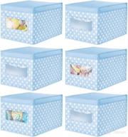 🔵 mdesign soft stackable fabric closet storage organizer holder box (6 pack) - light blue with white dots for child/kids room, nursery, playroom логотип