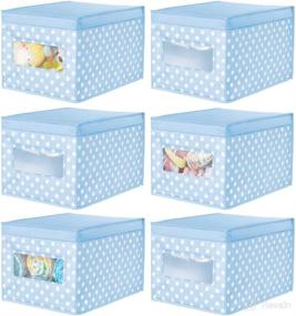 img 4 attached to 🔵 mDesign Soft Stackable Fabric Closet Storage Organizer Holder Box (6 Pack) - Light Blue with White Dots for Child/Kids Room, Nursery, Playroom