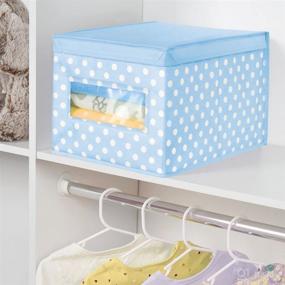 img 2 attached to 🔵 mDesign Soft Stackable Fabric Closet Storage Organizer Holder Box (6 Pack) - Light Blue with White Dots for Child/Kids Room, Nursery, Playroom