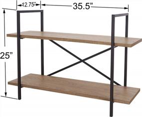 img 3 attached to Rustic 2-Tier Industrial Bookshelf: Wood & Metal Storage Shelves Rack In Distressed Brown - RiteSune