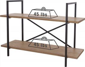 img 2 attached to Rustic 2-Tier Industrial Bookshelf: Wood & Metal Storage Shelves Rack In Distressed Brown - RiteSune