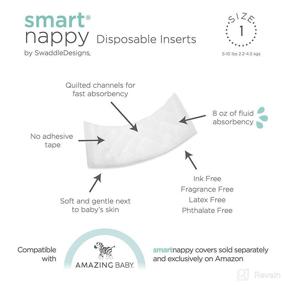 img 3 attached to 👶 "Вкладыши SmartNappy для одноразовых подгузников на основе гибридного пелёночного чехла Amazing Baby, размер 1, 5-10 фунтов, 84 штуки - дополнительно впитывающие и без пластиковой подкладки