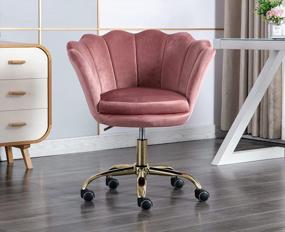 img 3 attached to Velvet Pink Makeup Arm Chair With Gold Base - Kmax Office Desk Chair For Ultimate Comfort And Style