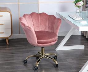 img 2 attached to Velvet Pink Makeup Arm Chair With Gold Base - Kmax Office Desk Chair For Ultimate Comfort And Style