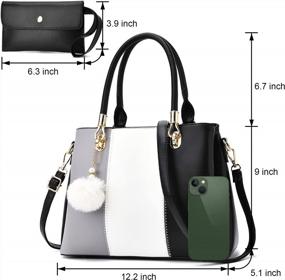 img 3 attached to Versatile And Stylish: Women'S 2-Piece Handbag Set In Color Stitching - Tote, Shoulder, Crossbody And Top Handle Options Available