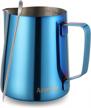 600ml (20oz) stainless steel milk frothing pitcher with decorating art pen - perfect for latte, cappuccino & coffee art! logo