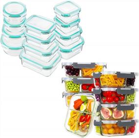 img 4 attached to Bayco Glass Food Storage Containers - Set Of 24 With 8 Packs Of 3 Compartments, Airtight And Leak-Proof Bento Boxes For Lunch, BPA-Free