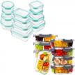 bayco glass food storage containers - set of 24 with 8 packs of 3 compartments, airtight and leak-proof bento boxes for lunch, bpa-free logo