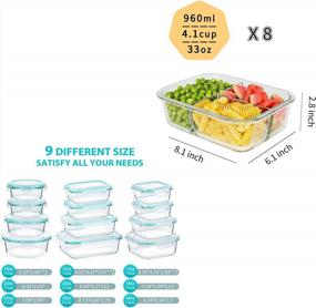 img 3 attached to Bayco Glass Food Storage Containers - Set Of 24 With 8 Packs Of 3 Compartments, Airtight And Leak-Proof Bento Boxes For Lunch, BPA-Free