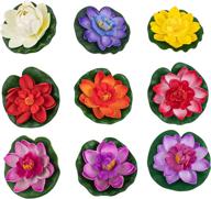 ๐ธ enhance your pond and garden with auear 9-pack artificial floating foam lotus flowers and lily pads: stunning decoration for aquariums included logo