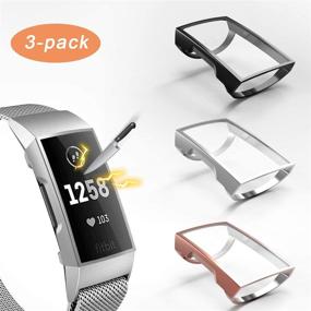 img 4 attached to 📱 3 Pack Fitbit Charge 4/Charge 3 Screen Protector and Bumper Case by Valband - Ultra Slim Soft Full Cover, Scratch-Proof - Compatible with Fitbit Charge 4, Charge 3, and SE