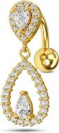 cocharm cz heart and tear drop dangle belly button rings - 14g top-down cute belly piercing jewelry for women logo