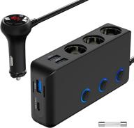 qidoe 200w cigarette lighter splitter with usb-c pd20w, quick charge 3.0, 3 socket power outlet, 4 usb charging ports, led voltmeter, and power switch - newest 2022 version logo