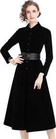 img 4 attached to Womens Vintage Sleeves Velvet Button Women's Clothing at Dresses