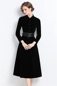 img 2 attached to Womens Vintage Sleeves Velvet Button Women's Clothing at Dresses