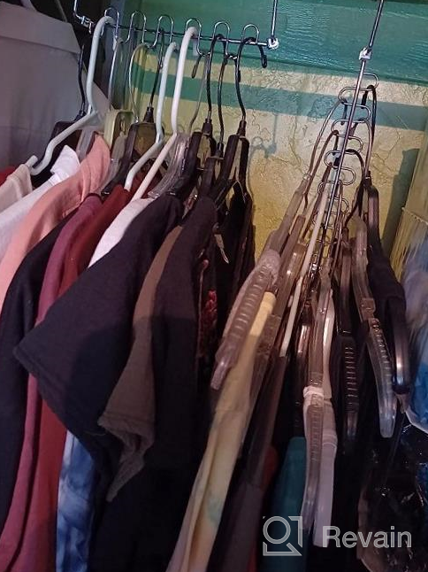 img 1 attached to Maximize Your Closet Space With KLEVERISE'S 20 Pack Stainless Steel Cascading Hangers review by Chris Mania
