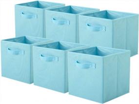 img 4 attached to 6 Pack ShellKingdom Foldable Fabric Storage Bins For Closet And Toys - Blue