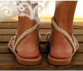 img 1 attached to Women'S Leatherette Rhinestone Toe Ring Slingback Dressy Flat Gladiator Sandals