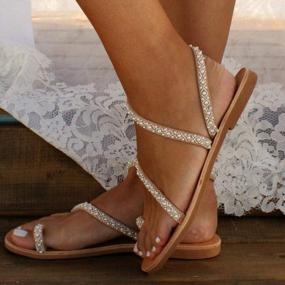 img 2 attached to Women'S Leatherette Rhinestone Toe Ring Slingback Dressy Flat Gladiator Sandals