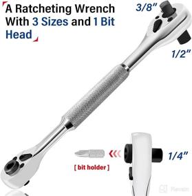 img 3 attached to 🔧 TAILUG 1/2-Inch, 3/8-Inch, and 1/4-Inch Drive Ratchet Handle, 1/4-Inch Drive Bit Driver 72-Tooth Reversible Socket Wrench, CR-V 4-in-1 Universal Wrench