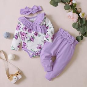 img 3 attached to Newborn Baby Girl Clothes Thanksgiving Outfit Long Sleeve Romper Pants Set Infant Toddler