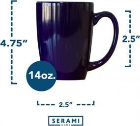 img 2 attached to Serami Cobalt Coffee Mugs: Large Handle 14oz Capacity, Set of 4 - A Perfect Morning Brew Companion!