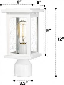img 3 attached to Modern Outdoor Lamp Post Light Fixture With Seeded Glass And White Finish - Emliviar 1803EW1-P WH Exterior Post Lantern Light