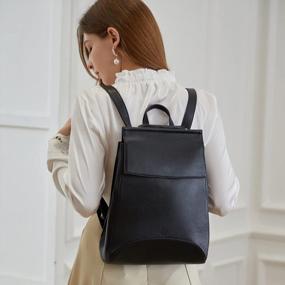 img 2 attached to Genuine Leather Backpack Women'S Designer Daypack Anti Theft Shoulder Bag Black-R