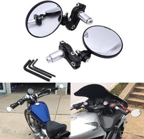 img 4 attached to TUINCYN Universal 7/8 Inch Motorcycle Handle End Mirrors Foldable Rear View Side View Handle Bar Round Motorbike Mirrors (Pack Of 2)