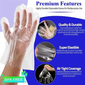 img 2 attached to 🧤 500 Pcs Disposable Food Prep Gloves - Plastic Food Safe Gloves for Cooking, Cleaning, Crafting, Hair Coloring - Transparent, One Size Fits Most