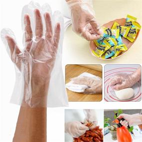 img 4 attached to 🧤 500 Pcs Disposable Food Prep Gloves - Plastic Food Safe Gloves for Cooking, Cleaning, Crafting, Hair Coloring - Transparent, One Size Fits Most
