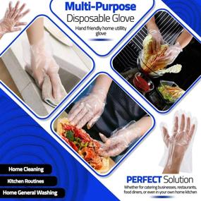 img 1 attached to 🧤 500 Pcs Disposable Food Prep Gloves - Plastic Food Safe Gloves for Cooking, Cleaning, Crafting, Hair Coloring - Transparent, One Size Fits Most