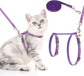 img 4 attached to 🐾 Adjustable PAWCHIE Cat Harness and Leash Set - Soft Escape Proof H-shaped Safety Strap with Glowing Golden Moon and Star Pattern for Outdoor Walking - Ideal for Pet Cats