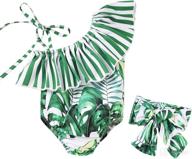 🌺 stylish floral off shoulder swimwear for toddler baby girls - ruffles bikini one piece swimsuits - perfect beach bathing suit logo