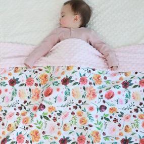 img 3 attached to Soft And Elegant Baby Girl Blanket - Double Layer Minky With Dotted Backing, Floral Multicolor Print, 30 X 40 Inches
