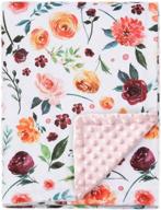 мягкое и элегантное одеяло для девочки - двухслойная минки с точечной подкладкой, цветочный многоцветный принт, 30 x 40 дюймов логотип