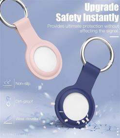 img 2 attached to TiMOVO Silicone Case for AirTags 2021, [2-PACK] Anti-Scratch Lightweight Protective Skin Cover with Keychain - Blue & Sand Pink