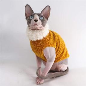 img 1 attached to 🧣 Winter Warmth for Your Hairless Companion: Sphynx Cat Clothes Faux Fur Sweater & Fashionable High Collar Coat for Cats and Small Dogs