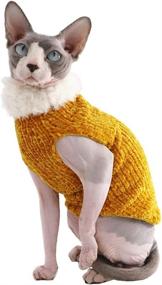 img 4 attached to 🧣 Winter Warmth for Your Hairless Companion: Sphynx Cat Clothes Faux Fur Sweater & Fashionable High Collar Coat for Cats and Small Dogs