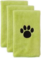 🐶 bone dry absorbent pet grooming towel collection: microfiber drying set, 15x30, lettuce green (embroidered), 3 count logo