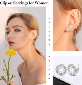 img 2 attached to SAILIMUE 10 Pairs Clip Earrings Sets For Women Fashion Hoops Cubic Zirconia CZ Crystal Freshwater Pearl Butterfly Round Non Pierced Clips On Earrings Jewelry