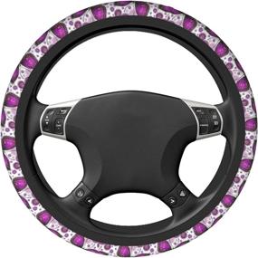 img 2 attached to Butterfly Steering Wheel Cover Universal 15 Inch Non-Slip Neoprene Butterfly Flower Wheel Cover Wrap Auto Accessories Purple Wheel Cover For Women And Men Girls Suitable For Car SUV Car Van Truck