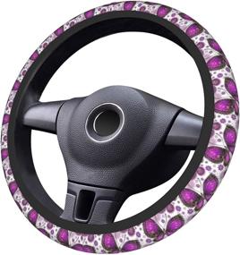 img 1 attached to Butterfly Steering Wheel Cover Universal 15 Inch Non-Slip Neoprene Butterfly Flower Wheel Cover Wrap Auto Accessories Purple Wheel Cover For Women And Men Girls Suitable For Car SUV Car Van Truck