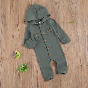 img 3 attached to Newborn Unisex Baby Hoodie Romper: Kuriozud Solid Long Sleeve Jumpsuit Waffle Outfit