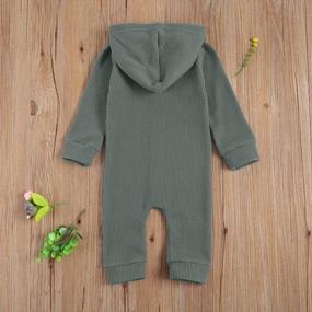 img 2 attached to Newborn Unisex Baby Hoodie Romper: Kuriozud Solid Long Sleeve Jumpsuit Waffle Outfit