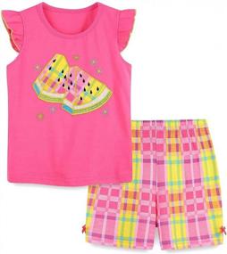 img 2 attached to Cute Summer Outfit For Toddler Girls: Bumeex Cotton Top And Shorts Set