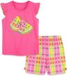 cute summer outfit for toddler girls: bumeex cotton top and shorts set logo