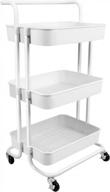 voilamart trolley cart,carts with wheels,3 tier cart,bathroom organizers rolling utility cart,mesh basket handle,slide out storage shelves,mobile shelving unit organizer for kitchen,office,white логотип